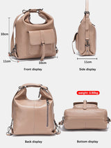 Zency Stylish Women Shoulder Bag 100% Genuine Leather Large Capacity Handbag Multifunction Satchel Bag Backpack Brown 2 in 1 Bag