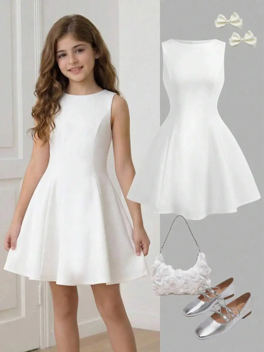 White A-Line Chiffon Dress | Formal & Wedding Events
