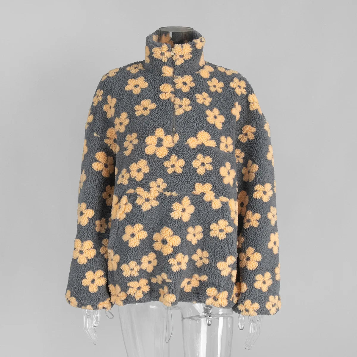 Women's Floral Fleece High-Neck Pullover