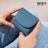 New Women Genuine Leather Mini Wallet RFID Folding Simple Ultra-thin Small Soft Cowhide Wallet Female Card Holder Coin Bags