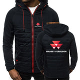 Massey Ferguson 2024 Men Printing New Autumn Warm Patchwork Hip Hop Seven-color Cotton-padded Jacket Hooded Tops