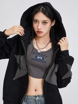 Women's Y2K Star Print Zip-Up Hoodie