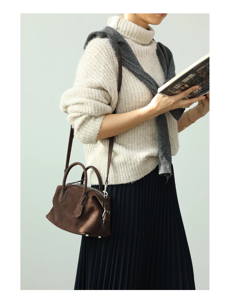 Women Genuine Leather Luxury Crossbody Bags With Adjustable And Detachable Shoudler Strap Elegant Soft Handbag
