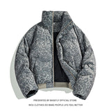 Unisex Graphic Puffer Jacket with Stand Collar