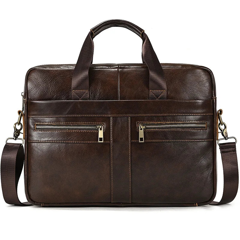 Genuine Leather Briefcase Bag for 15.6 inch laptop computer bag cowskin handbag for men male leather crossbody shoulder bag