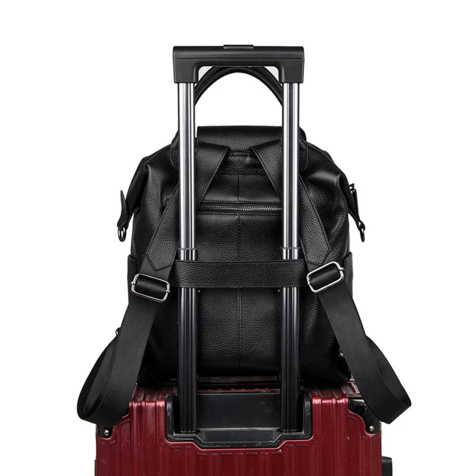 100% Genuine Cowhide Leather Women Backpack Large Capacity School Back Pack Female Casual Travel Bagpack Rucksacks for Girls Sac