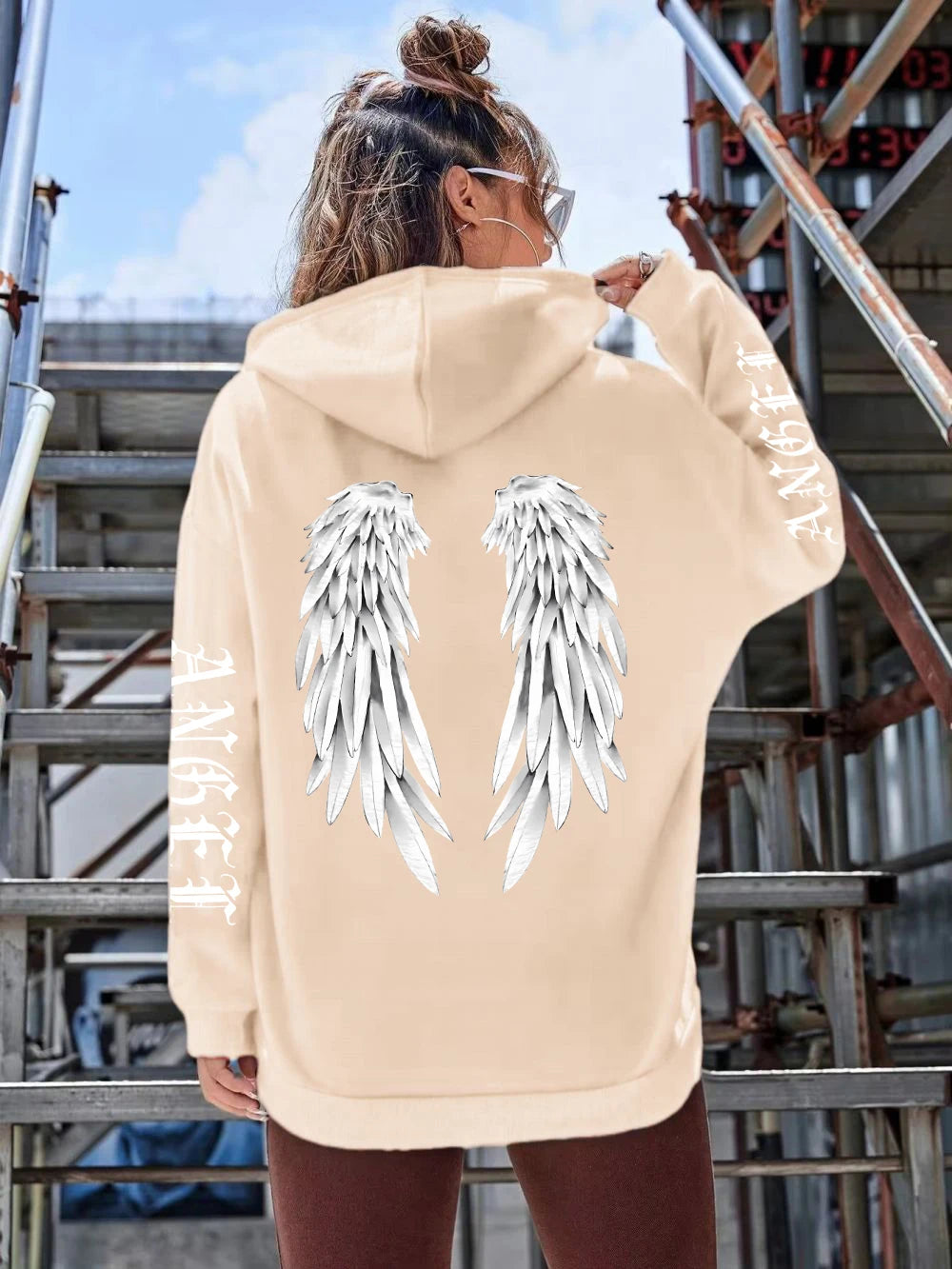 Angel Wings Oversized Graphic Hoodie