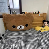 Rilakkuma Plush Bed Headrest Cushion For Dorms Soft Stuffed Bunk Bed Backrest Pillow Cute Decor For College Student Bedrooms