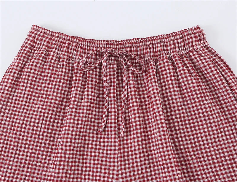 Women's Plaid Drawstring Lantern Pants