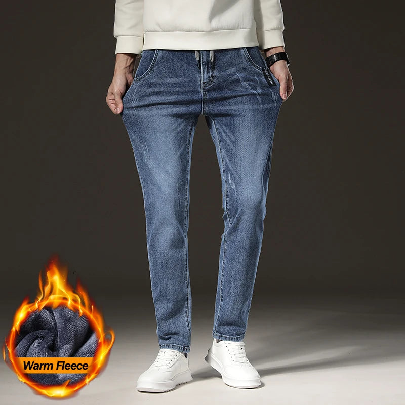 Men's Fleece-Lined Slim Straight Jeans