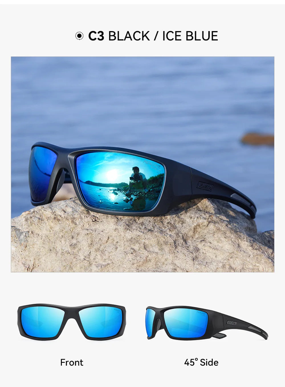 KDEAM New Polarized Fishing Sunglasses TR90 Frame Comfortable Anti slip Design Outdoor Fashion Sports Glasses Men Women Goggles