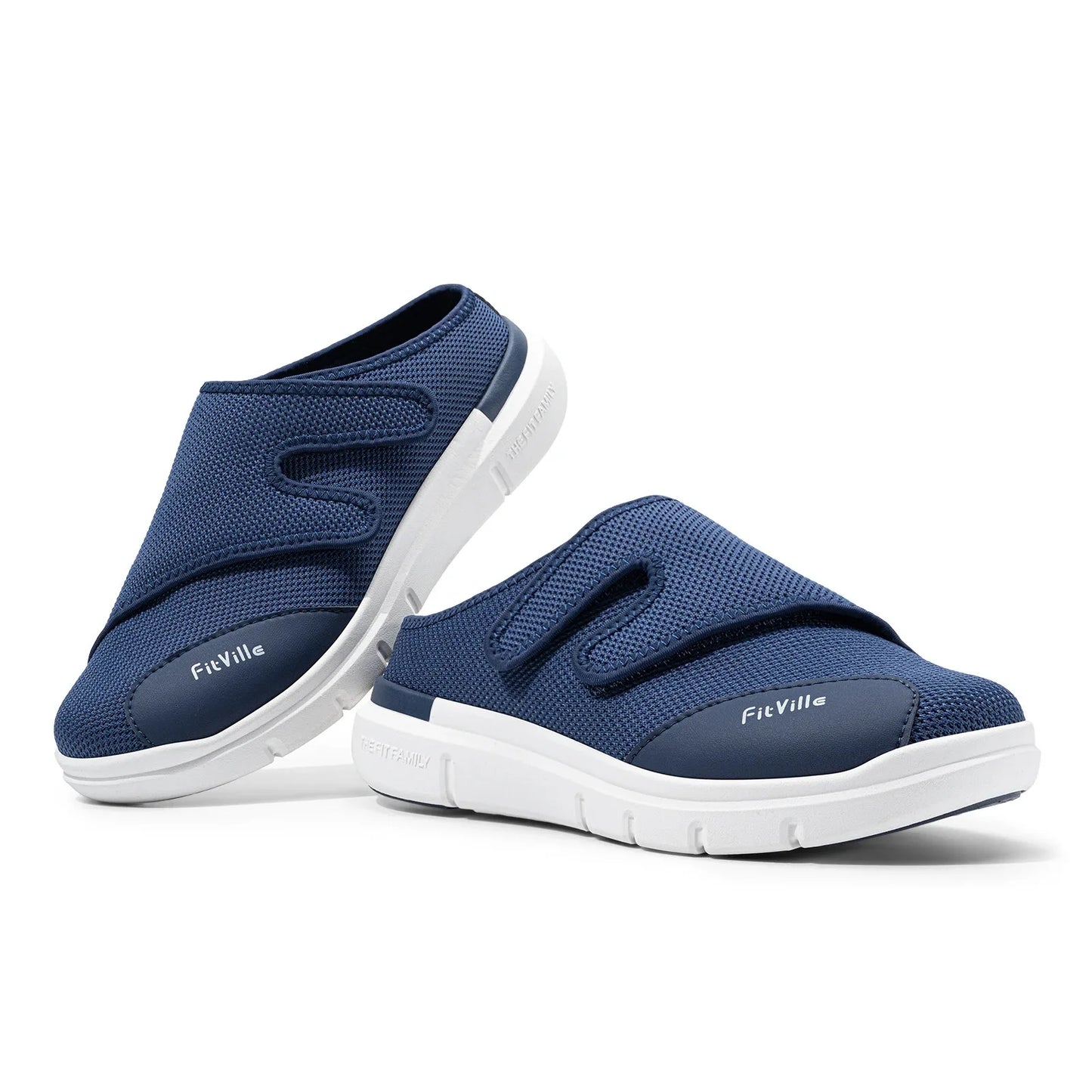 FitVille Men'S Half Slippers Diabetic Shoes Extra Wide 4E Adjustable Lightweight Casual Shoe For Swollen Feet Plantar Fasciitis