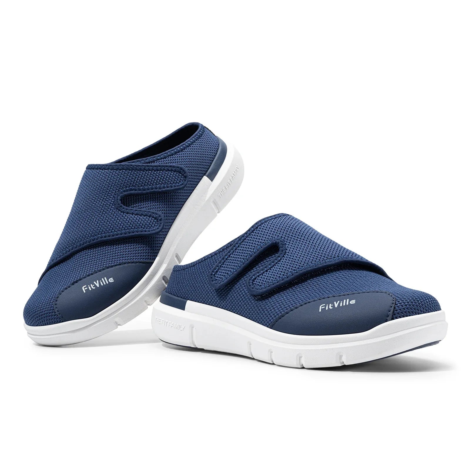FitVille Men'S Half Slippers Diabetic Shoes Extra Wide 4E Adjustable Lightweight Casual Shoe For Swollen Feet Plantar Fasciitis