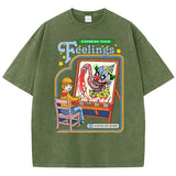 Unisex Washed Vintage Clown Graphic Cotton T-Shirt
