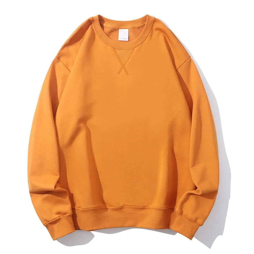 380g Tight Match Heavy Inverted Triangle Loose Versatile Solid Cotton Vintage Autum Winter Long Sleeve Round Neck Sweater