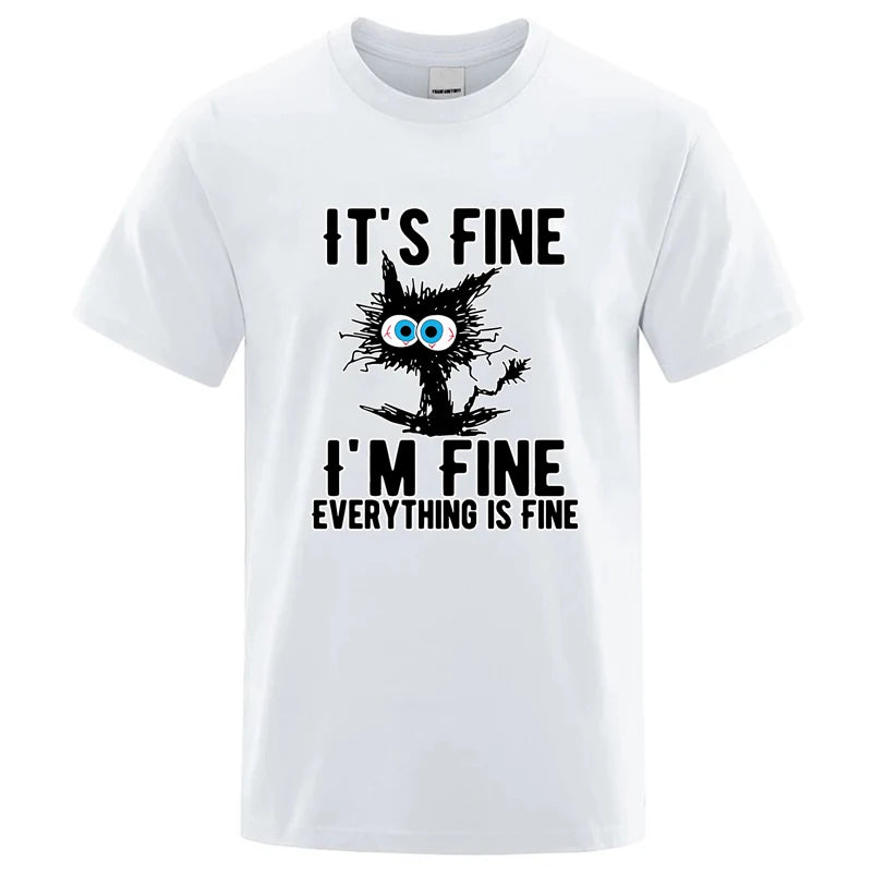 Funny Cool Cat Printed T-shirt
