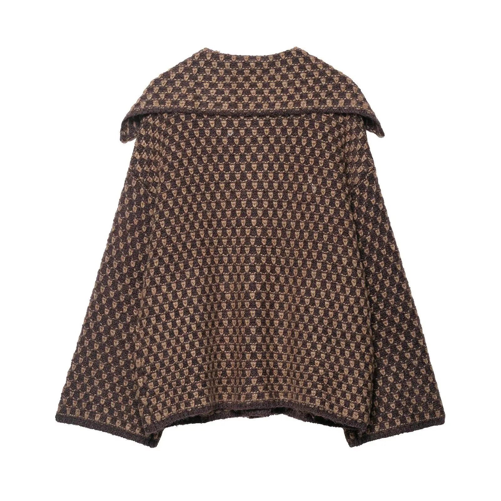 Autumn Brown Knit Cardigan - Elegant USA-Made Loose Sweater Coat