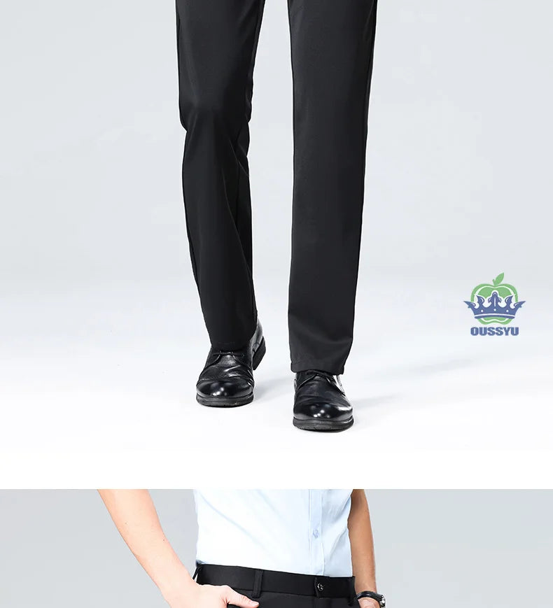 Men's Stretch Suit Pants — Slim Straight Business Formal Trousers