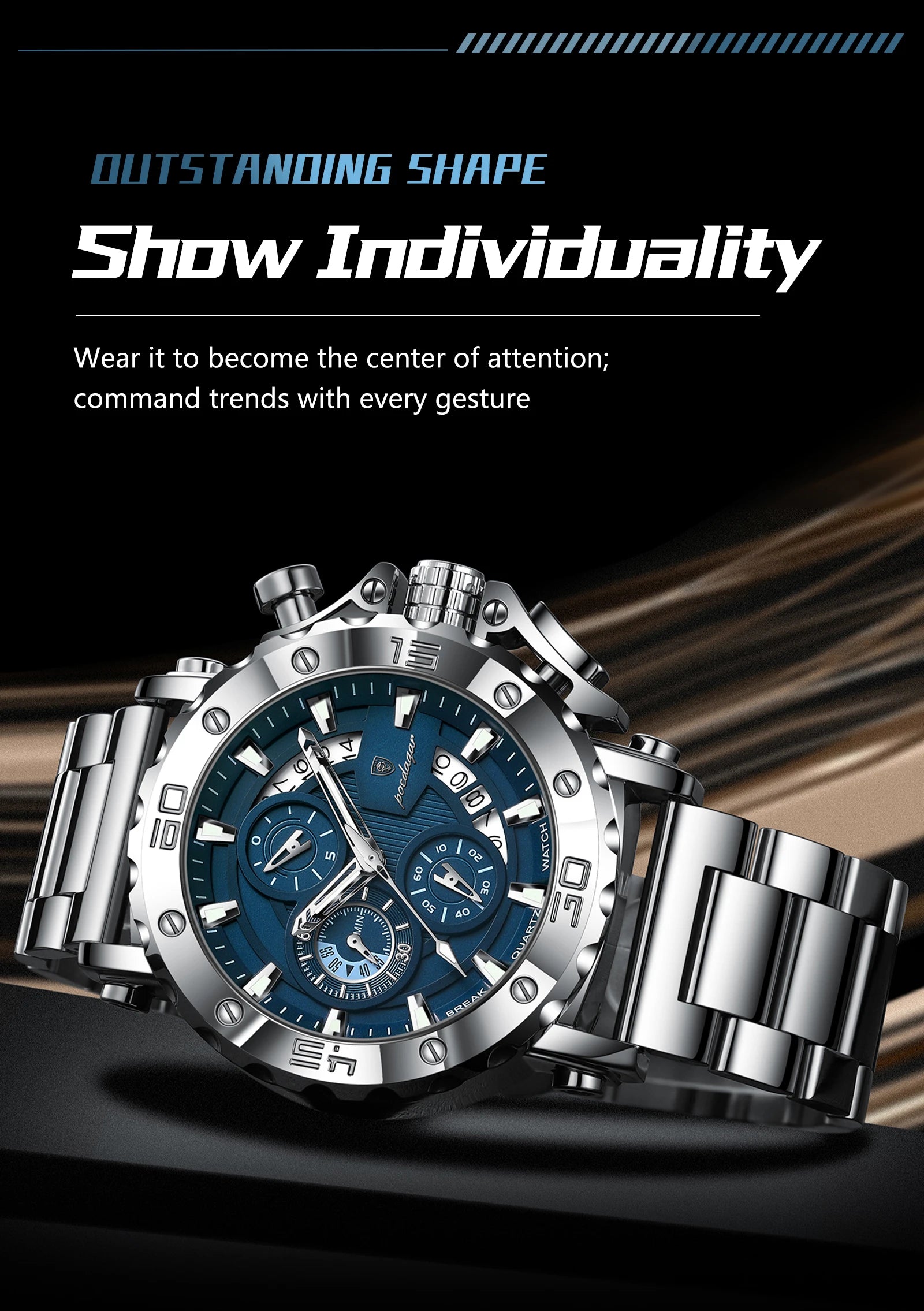 POEDAGAR 892 Luxury Men's Chronograph Watch