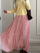 Women's Pleated Maxi Skirt – Elegant A-Line Beach Style