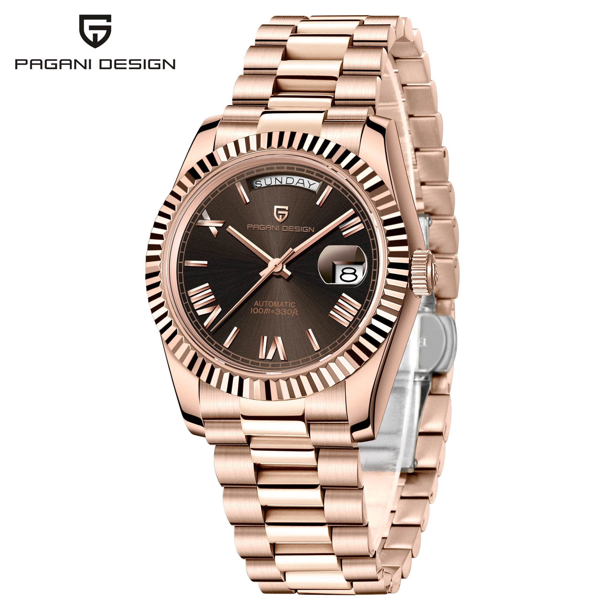 PAGANI DESIGN DD36 Rose Gold Mens Watches Mechanical Wristwatch Automatic Watch Man Fashion Waterproof AR Sapphire Mirror Clock