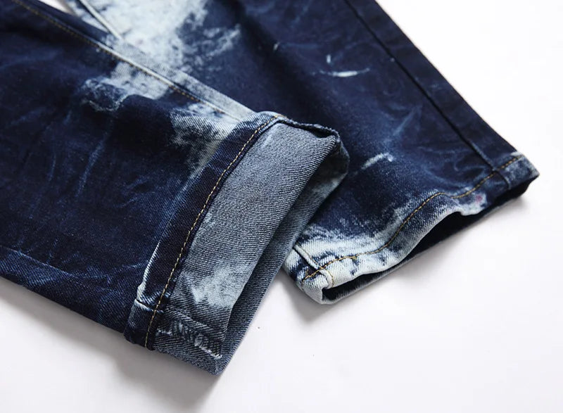 KAKAN Slim Straight Jeans for Men | Dark Blue Stretch Denim