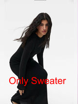 Elegant O-Neck Knit Maxi Dress