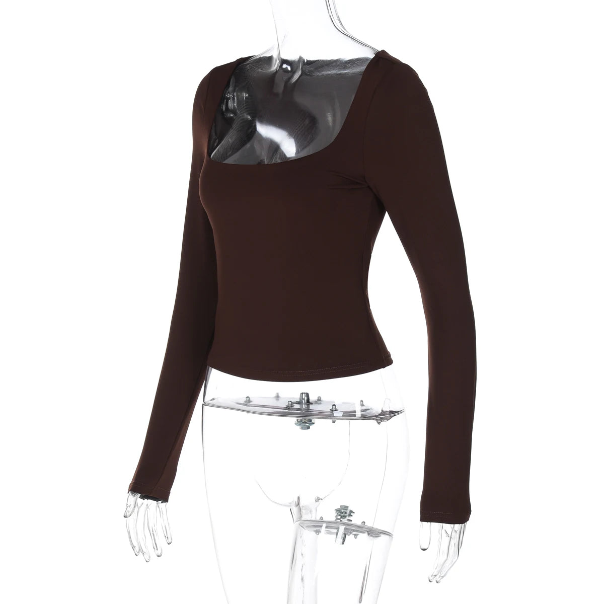 Autumn Slim-Fit Square Collar Long Sleeve T-Shirt | Women's Chic Casual Streetwear