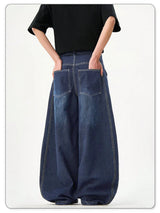 Unisex Blue Wide-Leg Balloon Jeans