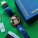 PINDU Design Man Wristwatch Transparent Hollow Design Celestial Roulette Quartz Watches Water Resistant Leather Men's Watch Box
