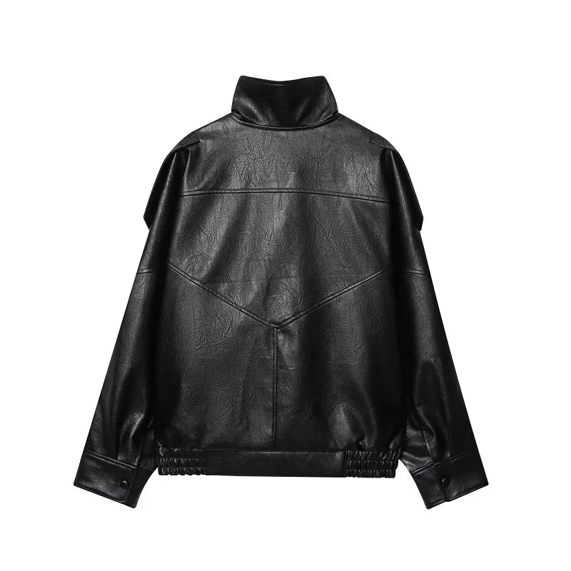 MUJER Faux Leather Jackets for Women Oversize Women's Bomber Jacket Fashion Winter Womens Coats Outerwears Demi-season Jackets