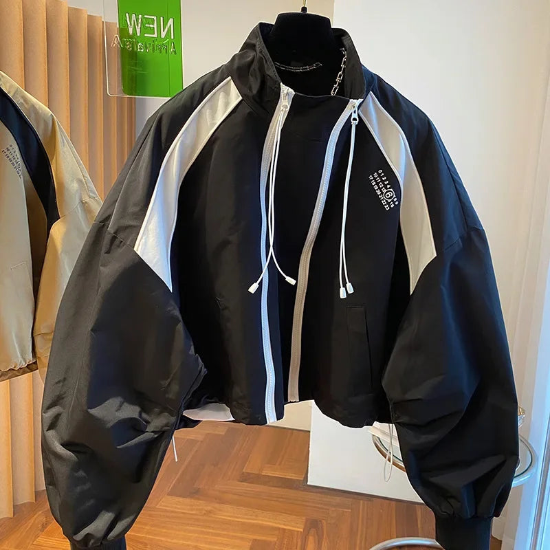 Elegant Stand Collar Zip Jacket for Women