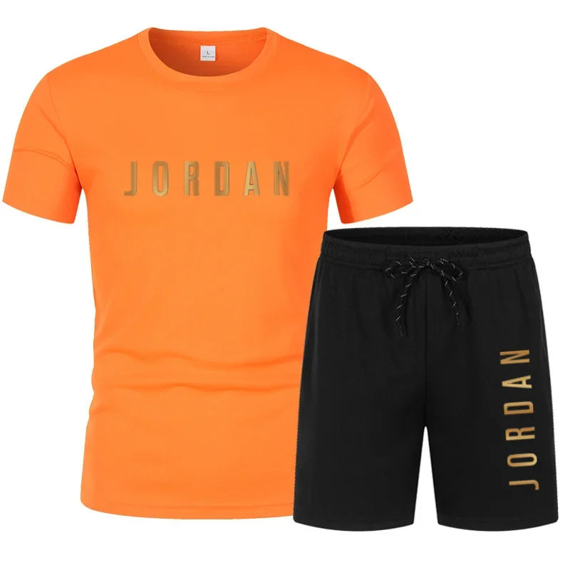 Men's Printed Knit Two-Piece Set – T-Shirt & Shorts
