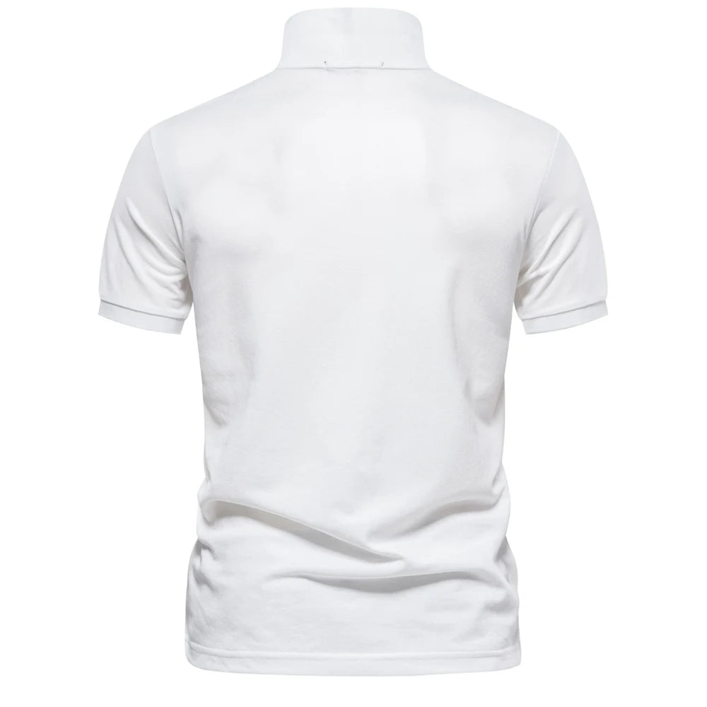 Men's Cotton Polo Shirt – Solid Colors, Relaxed Fit