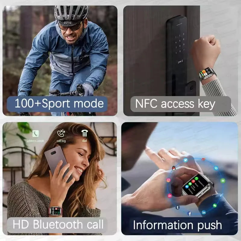 2025 New Nursing Grade Air Bag Smart Watch Men Blood Fat ECG+PPG Blood Pressure Broadcast NFC HD BT Call Health SmartWatch Woman