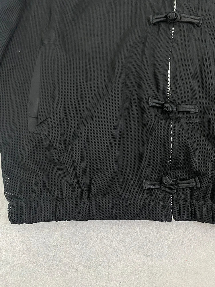 Women's Sheer Striped Stand-Collar Layering Jacket