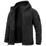 Men's Hunting Fleece Jacket Hiking Hunting Outdoor Fleece  Tactical Jacket Winter Warm Full Zip Military Hoodies Multi-Pockets