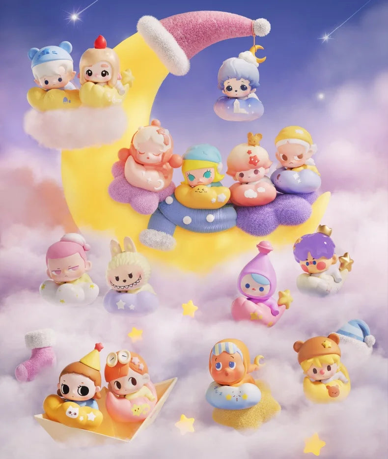 POPMART Bubble Granules Night Sky Series Collectible Cute Doll Blind Box Mini Figure Desktop Decoration Birthday Gift Set