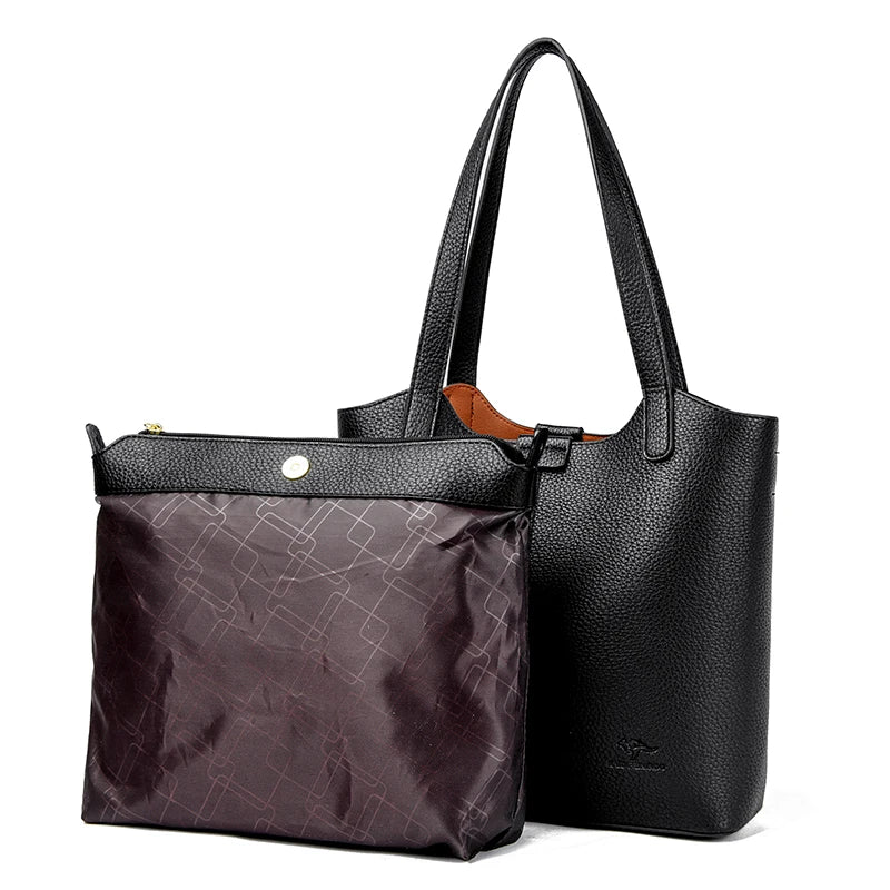 Genuine Brand High End Soft Pu Leather Shoulder Bag For Women Casual Tote Bag Female Purse Simple Design Handbag Commuting Sac