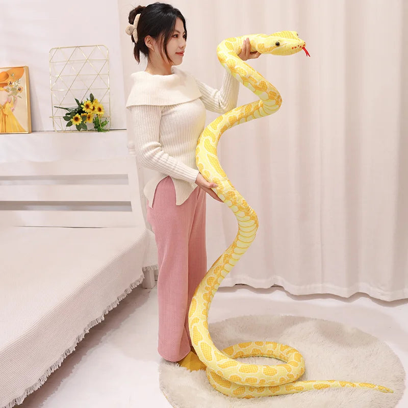 Giant Python-Print Plush Snake Pillow & Home Décor