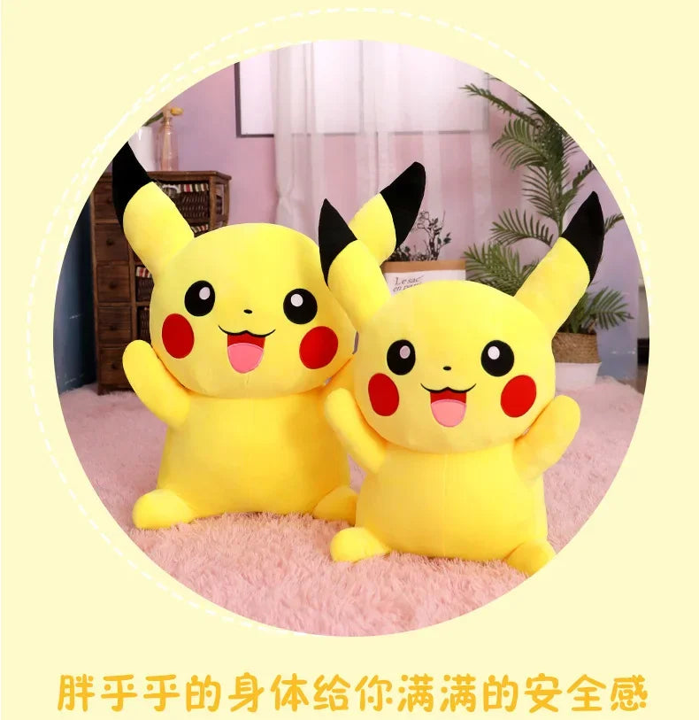 25/45/55/65CM Pokemon Pikachu Plush Doll Japanese Cartoon Animal Stuffed Toy Kawaii Pikachu Ornaments Sofa Cushion Plushies Gift