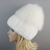 Women's Luxury Rex Rabbit & Fox Fur Beanie Hat