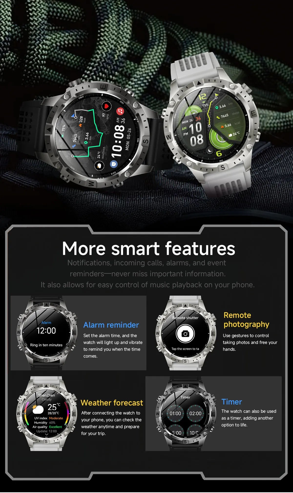 GUHUAVMI TANK Y102 – Military GPS Smart Watch for Men