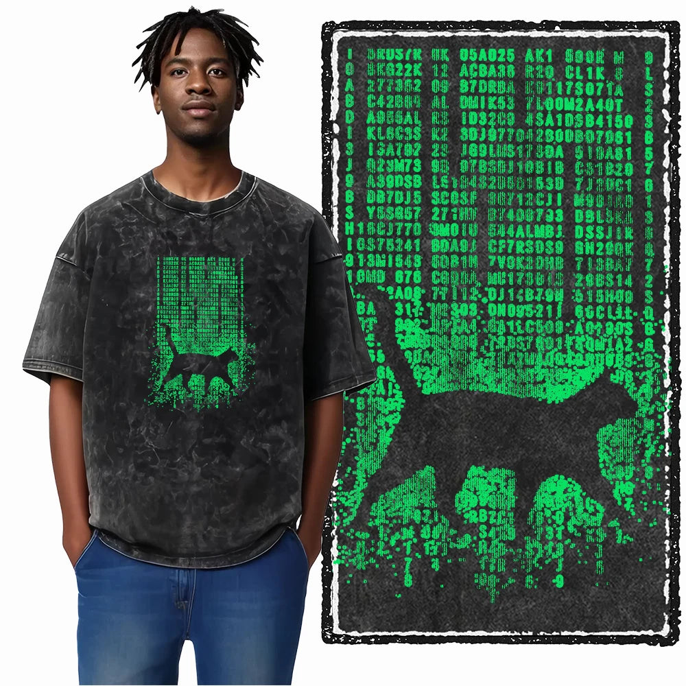 DB Cat Acid-Washed Graphic Tee
