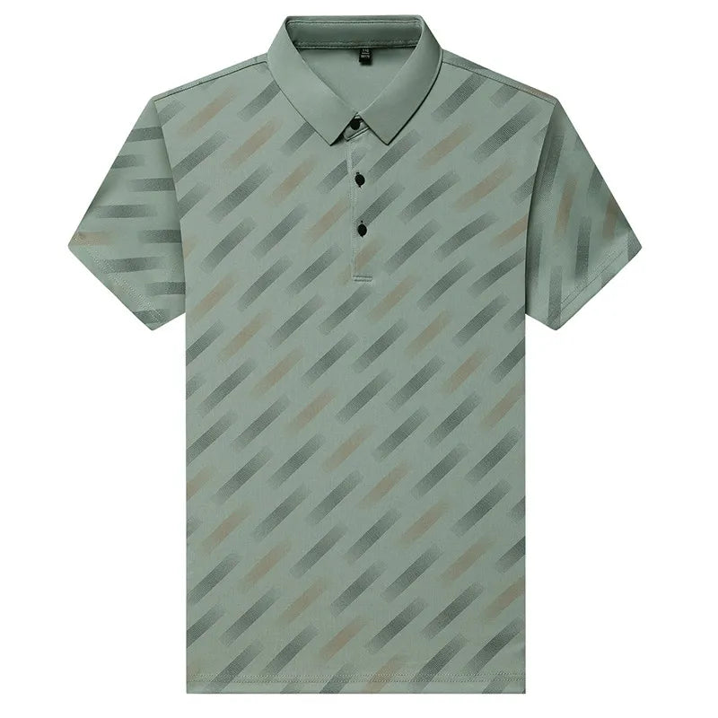 Men's Contrast Print Polo Shirt | Breathable Summer Knit