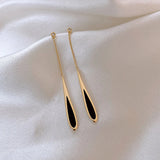 European and American Black Drop Tassel Long Earrings 2023 New Fashion Party Luxury Accessories For Women‘s Temperament Jewelry