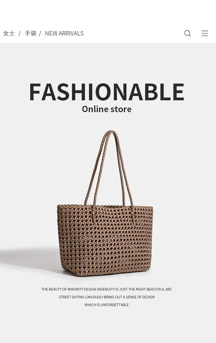 Nylon Bucket Bag Women Shoulder Strap Handbag Woven Tote Luxury Designer Medium Size
