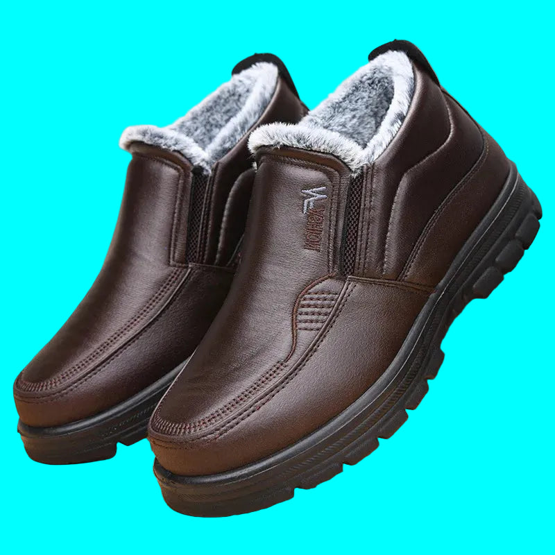 Men’s Waterproof Leather Snow Boots – Anti-Slip Winter Warmth