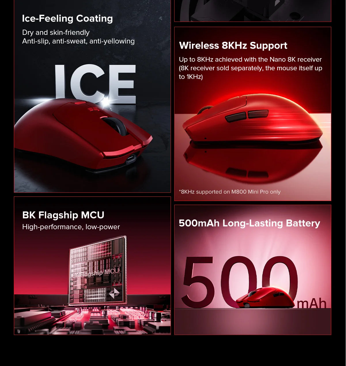 Delux M800mini Wireless Gaming Mouse, 46g Lightweight,PAW3311,1KHz Polling Rate Recharge Mice for Small to Medium Hand PC Gamer