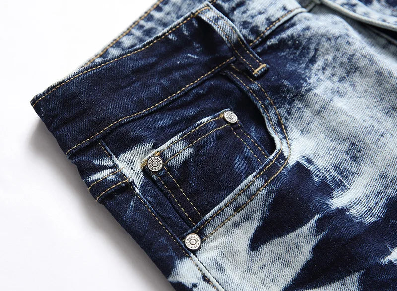 KAKAN Slim Straight Jeans for Men | Dark Blue Stretch Denim
